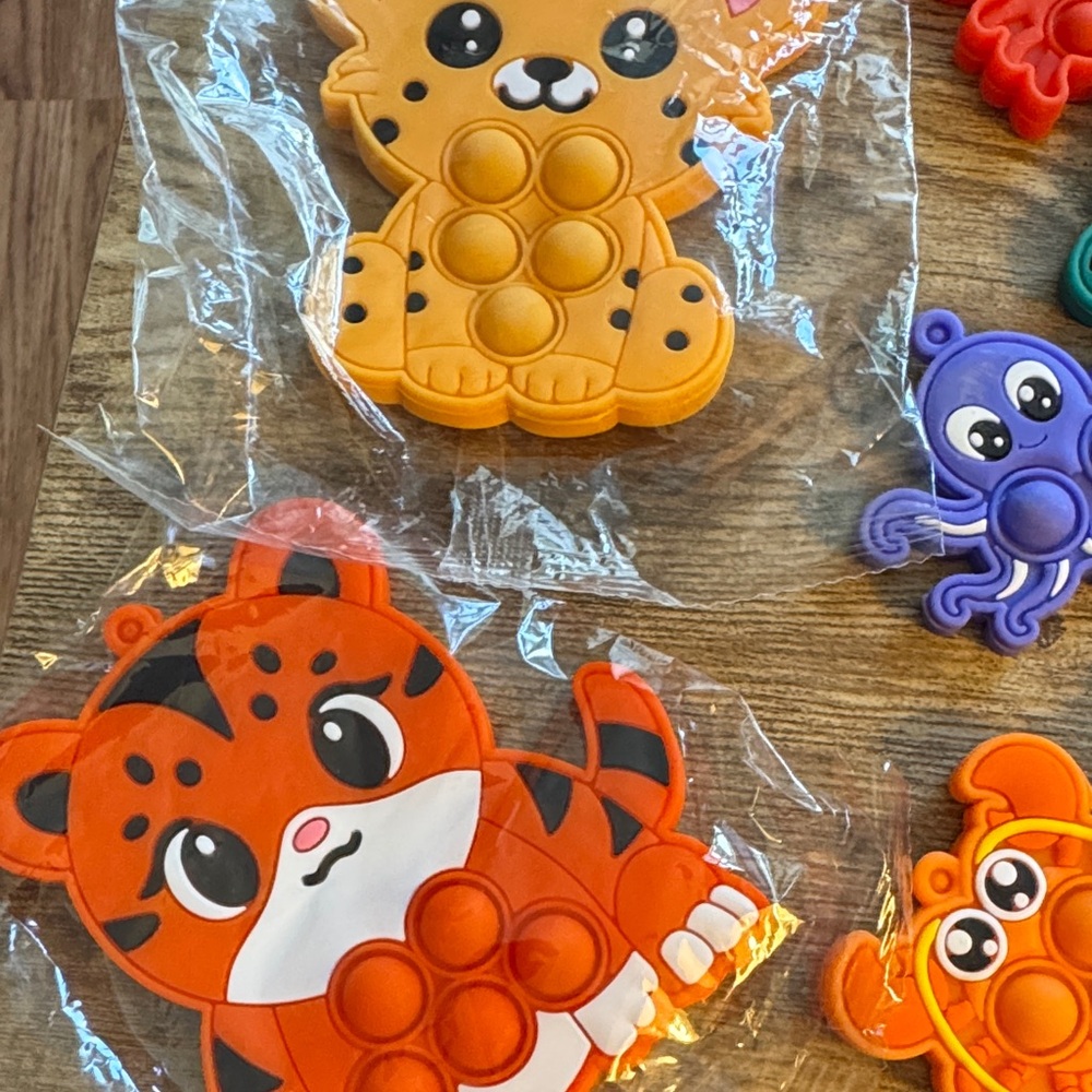 Orange Tiger and Friends Pop-It Fidget Toys for Kids - Cute Animal Sensory Toys